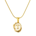Collier en acier inoxydable plaqué or 18K avec pendentif coquillage et lettre T - Lettre T (S-P035-T)