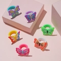 Set of six colorful butterfly rings for kids made of soft PVC material in bright tones - Butterfly Ring Gold