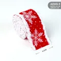Ruban de Noël rouge avec flocons de neige blancs et bordure en peluche, 6,3 cm - 2 Mètres / Flocon de Neige Rouge