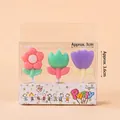 Flower shaped birthday candle set including pink and green tulip designs in 3cm size - 3 Pcs Small Flowers Set / 3pcs / Multicolor Small Flowers