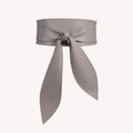 Elegant wide grey-purple faux leather waist belt with large decorative bow tie - Regular Size / Gray