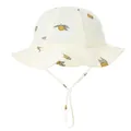 Detail of baby cotton bucket hat with yellow lemon print and adjustable chin strap - Off-white Lemon