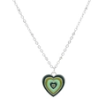 Silver chain necklace with green gradient heart enamel pendant in minimalist style - Silver Green (Necklace)