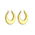 Polished 18K gold-plated stainless steel teardrop hoop earrings for women in golden finish - Gold Chunky Flat Hollow Hoop