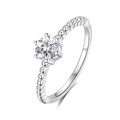 Elegant S925 sterling silver ring with 5mm six-prong moissanite and beaded band design - Fdjz-336-0.5ct Moissanite (d Color)