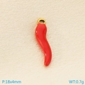 Red enamel chili pepper pendant with gold ring for DIY jewelry making 18x4mm - 18x4mm Red Chili Pendant - Gold Loop (KLJ10001-Z)