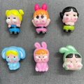 Set of 6 colorful squishy stress relief toys featuring cute cartoon characters and animals - Cartoon Power Girl Small 7cm