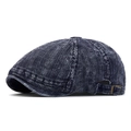 Berretto newsboy vintage in velluto a coste blu navy con fibbia in ottone regolabile - Blu navy