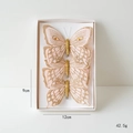 Set of 3 pink mesh butterfly clips with gold glitter and gems for Christmas tree decor - Style A