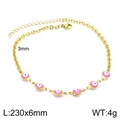 Bohemian gold 18K titanium steel anklet with pink resin evil eye charms for women - Gold Pink Evil Eye (KJ1914-Z)