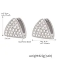Minimalist silver triangle earrings in stainless steel with sparkling zircon inlay - Silver Zircon