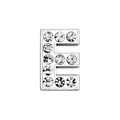Silver alloy letter E pendant with clear rhinestones for DIY pet collar jewelry - 10mm / Letter E with Rhinestone