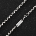 Collar de acero inoxidable plateado con cadena de caja y etiqueta colgante rectangular DIY - Cadena de Caja Regular de 6 mm (Pulsera) / Color Acero