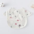 Short sleeve waterproof baby bib with floral pattern and leak-proof food catcher pocket - (super Soft) Shawl - Elegant Floral Design / One Size