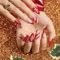 JP1913-Red Nude Snowflake Stripe