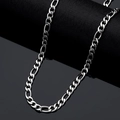 Polished silver Figaro link chain necklace made of durable stainless steel material - Figaro Chain / Steel