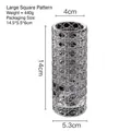 Checkered crystal glass candle holder for romantic dinner table decor, 14cm tall - Square Pattern Large