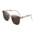 Gafas de sol plegables UV400 con montura ámbar y lentes marrones en ángulo lateral - Marrón Betel (2ª Generación)