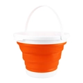 Faltbarer orangefarbener Silikoneimer mit weißem Kunststoffgriff für Camping - Mittel 5L / Orange & Weiß