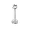 Silver F136 titanium labret stud with 2.5mm clear crystal and flat back disc base - 2.5mm Round / Silver