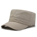 Gorra cadet de malla transpirable caqui con parte superior plana para verano al aire libre - Ajustable / Caqui
