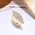 Anello hip hop dorato a forma di occhio con brillanti diamanti marquise su fondo bianco - Anello Aperto Rombo Pavé Bianco (ZYN-DMR115G-2)