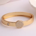Bracciale vintage placcato oro con zirconi micro-incastonati e dettagli in diamante - Disco Tondo Micro Pavé Con Diamante Singolo (Stile 4)