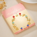6-pair set of gold titanium steel earrings with colorful butterfly and star shapes - Gold Colorful Star Moon (E1884-1)