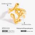 Goldener flüssiger hohler Blattring aus Edelstahl mit einem Gewicht von 2,28g - Flüssiger Stromlinien-Stil (JZ21113)