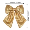 Golden sequined Christmas bow ornament measuring 12cm by 14cm for holiday decoration - 12*14cm (No Filling) / Gold