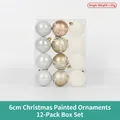 6cm Gold and White Painted Christmas Ball Ornaments Set of 12 for Tree Decoration - 6CM Mixed Decorative Ball Set (Set of 12)