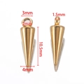 Pendentif cône 18k doré, longueur 10,5mm avec dimensions pour création bijoux DIY - Petit Anneau 4x10.5mm / Or
