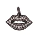 Pendentif lèvres plaqué noir avec cristaux de zircone cubique micro-pave clairs - Lèvres Rouges / Noir