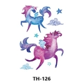 Waterproof temporary tattoo featuring watercolor unicorns and stars style TH-126 - Th-126 / 210*148mm