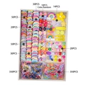 Colorful girls' hair accessories set including bow clips and cartoon rainbow ties - C Set 1 (924-Piece OPP Set No Box)