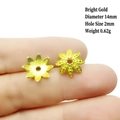Detalle de capuchones de cuentas de pétalo dorado de 14mm para creación de joyas DIY - 1# Oro Brillante
