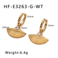 Detailansicht der fächerförmigen Ohrringe mit 15mm Durchmesser und 6,4g Gewichtsangabe - Gold mit weißem Zirkonia (HF-E3363-G-WT)