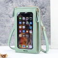 Sac à bandoulière pour téléphone vert menthe avec écran tactile et texture litchi - Vert