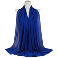 Navy blue pearl chiffon hijab scarf draped elegantly for a professional model look - Blue
