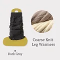Dark gray chunky knit leg warmers with cable stitch pattern for winter fashion - One Size / Dark Gray