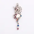 Pendentif licorne en argent avec une grande pierre d'opale et des gemmes colorées - K580381-Opal W Gold Unicorn