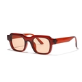 Lunettes de soleil carrées Y2K rétro avec monture ambre et verres orange clair - Brun Rouge