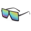 Gafas de sol cuadradas para niños con montura negra y lentes de espejo arcoíris - Montura Negra Lentes Multicolor