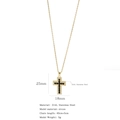 316L stainless steel cross necklace with black micro-inlaid zircon and gold plating - Cross No.11 (Gold with Black Stone)