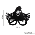 Zwarte vilten Halloween feestbril met zilveren glitter schedel en een frame van 18cm - Demonen Tovenaar