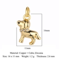 Golden puppy charm pendant in copper and cubic zirconia for DIY jewelry making - Gold Dog (VB789-2)