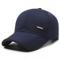 Berretto da baseball blu scuro con placca in metallo Fashion e trama in saia - Regolabile / Blu navy