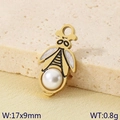 Ciondolo ape dorata con perla bianca e ali glitterate per gioielli fai da te 17x9mm - Stile Ape Perla Oro (KLJ9468-ZLA)