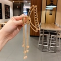 Gold metal hair claw clip with elegant long chain tassels and clear crystal beads - Crystal Tassel Semicircle / Gold