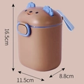 Tragbarer brauner Bären Milchpulverbehälter mit blauem Verschluss und Griff, Größe 16,5 cm - Groß / Kaffeebraun